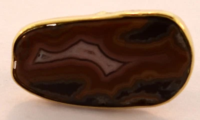18K YELLOW GOLD - DRY HEAD AGATE MENS TIE TACK PIN - Image 1 of 3