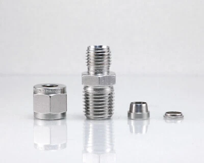 316 STAINLESS 1/4 in OD TUBE COMPRESSION FITT CONNECTOR x 1/4 M NPT HOKE 4CM4316 - Image 1 of 4