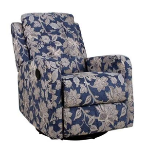 ARTFUL LIVING DESIGN Swivel Rocker Recliner 38"x27.2" Polyester Upholstery Blue - Picture 1 of 7