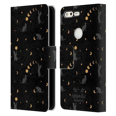 OFFICIAL EPISODIC DRAWING SPOOKY PATTERNS LEATHER BOOK CASE FOR GOOGLE PHONES - Image 1 of 4