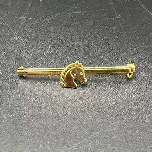 Broche prendedor de corbata cabeza de caballo tono dorado nuevo de Lote Antiguo - Imagen 1 de 4