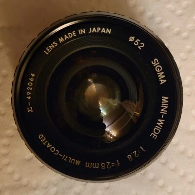 SIGMA Mini-Wide Lens.  f: 2.8, 28mm Multi-Coated for PENTAX-K - Image 1 of 4