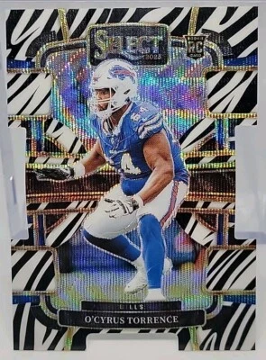 2023-24 Panini Select #12 O’Cyrus Torrence Zebra Die Cut RC Buffalo Bills SSP  - Image 1 of 2