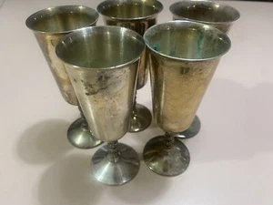 Lot Of 5 Vintage Valero EPB Silverplated Wine Chalice Goblet Cups Made In Spain - Picture 1 of 6