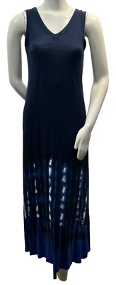Style & Co Maxi Dress Womens Size Petite Petite PP Navy Blue Tied Dye  New - Image 1 of 4