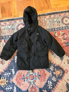 Lands' End Squall Parka Coat Tofdler 4 Fleece Lined Hood Pockets Black - Picture 1 of 3