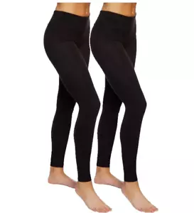 Felina WOMEN'S Leggings 2PK Ultra-Soft & Durable Sueded C3690RTL (BLACK, L) NWOT - Picture 1 of 6