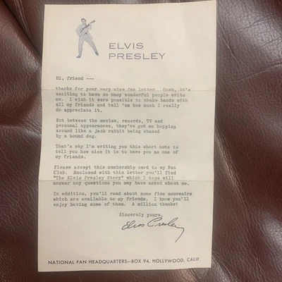Carta de membresía del club de fans de Elvis Presley 1956 tarjeta de membresía sobre carta Foto 1 de 4