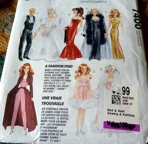 *GRAN PATRÓN DE COSTURA ROPA MUÑECA KEN BARBIE VINTAGE AÑOS 90 11 1/2" Y 12" - Imagen 1 de 1