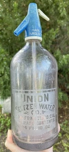 Vintage UNION SELTZER WATER San Francisco California 34 oz Bottle Sun Purple - Picture 1 of 23