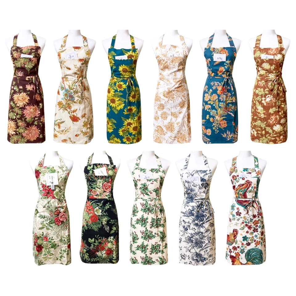 April Cornell Floral Kitchen Chef Apron Cotton Canvas Fall Winter