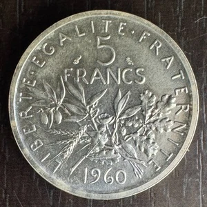 V Republic - 5 Francs Sower Piefort Silver 1960 - 500 Ex - Picture 1 of 2