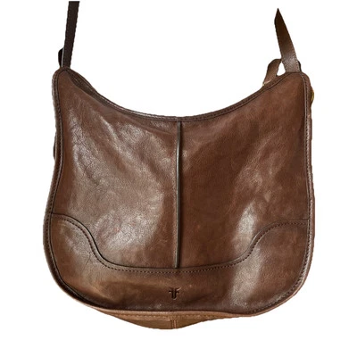 Frye Womens Bag Brown Saddle Leather Shoulder Crossbody Boho Cara VTG Distressed - Image 1 of 4