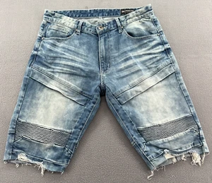 Smoke Rise Shorts Men’s Sz 34 Light Wash Moto Jean Shorts Cut Offs - Picture 1 of 12