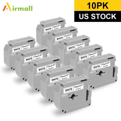 AIRMALL Replace for Brother P-touch M Tape M-K231 M231 MK231 12mm White Label Maker US