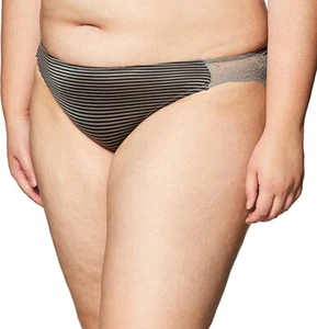 NWD Maidenform Comfort Devotion Striped Sheer Lace Back Tanga Panty Black S - Picture 1 of 5