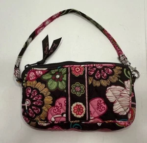 Cartera Muñequera Vera Bradley Mod Floral Rosa Cremallera Superior Marrón y Rosa Floral Dividida - Imagen 1 de 12