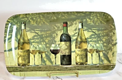 F De Villeneuve Pimpernel Appetizer Tray, Wine Bottles Rectangular Serving Tray - Image 1 of 4