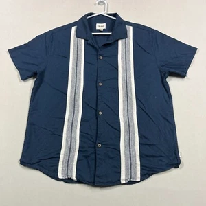 Rhythm Lightweight Blue Casual Button Up Linen Blend Cuban Open Shirt Mens XL - Picture 1 of 12