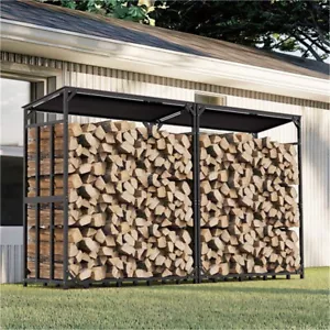 XXXL Kaminholzregal Außen Brennholzregal verzinkt Metall Holzlager mit Dach DE - Bild 1 von 19