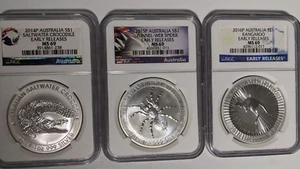 Lot Of 3 NGC MS 69 Australia Commemorative Coins Early Release 2014,2015,2016 - Picture 1 of 2