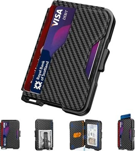 Cartera delgada para hombre con clip para dinero portatarjetas emergente billetera minimalista para hombre - Imagen 1 de 7
