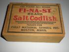 Antique Vtg Wooden Fi Na St Codfish Advertising Finger Jointed/Dovetail Side Box