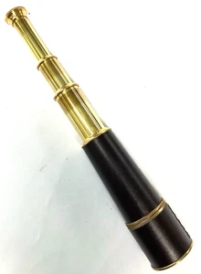 Monocolo in ottone, avvolto in pelle, 7-1/2" si estende fino a 19" - Foto 1 di 7