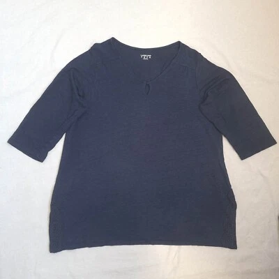 Lands' End Damen Leinen Tunika Bluse Größe 1X UK 20/22 EU 50 1/2 Arm Oberteil... - Bild 1 von 4