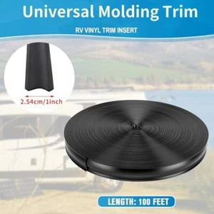 30M Black PVC Trim Molding Screw Cover RV Boat Camper Travel Trailer 1" width - Imagen 1 de 11