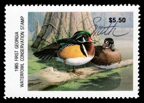 1985 Georgia First of State Duck Stamp Artist Signed (GA1s) Cover