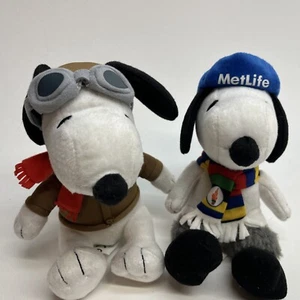 Lote 2 Snoopy Peluche MetLife Cacahuetes Piloto Aviación Relleno Publicidad Bufanda - Imagen 1 de 7