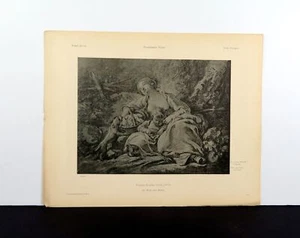 Junge Frau schläft von Francois Boucher. Deutsche Lithographie 1896 - Bild 1 von 4