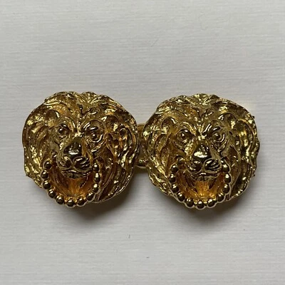 Hebilla de cinturón Mimi Di N vintage para mujer cabeza de león dorada firmada 1974 Foto 1 de 4