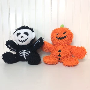 Tuffy Mighty Microfiber Halloween Dog Toy Pumpkin Skeleton Pals Gently Used - Picture 1 of 2