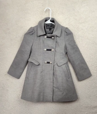 Jaqueta Rothschild para Meninas 6X Cinza Poli B Gola Dupla Casaco de Ervilha Regular - Imagem 1 de 4