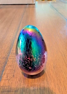 Glass Eye Studio Iridescent Art Glass Egg Paperweight Amazing SIGNED/DATED 1993 - Picture 1 of 7