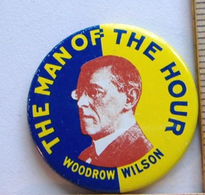 EL HOMBRE DE LA HORA WOODROW WILSON ~ PIN DE INSIGNIA 1980 ~ - Imagen 1 de 4