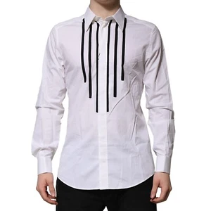 DOLCE & GABBANA Shirt White GOLD Long Sleeves Dress Formal 40/US15.75/M 640usd - Picture 1 of 7