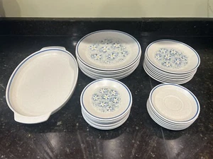 31 Pc 1970's Lenox Dewdrops Dinner Plates Retro Temperware Stonewear - Picture 1 of 13