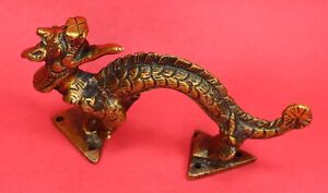 Dragon Shape Antique Style Handmade Brass Door Handle Cabinet Drawer Pull Knob