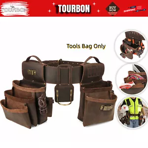 TOURBON Leather Carpenter Framer Tool Belt/Pouch/Bag/Holder Workshop Pack - Picture 1 of 24