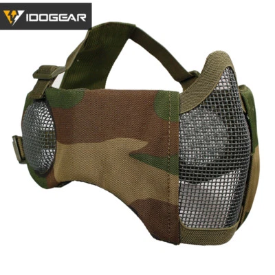 IDOGEAR Tactical Half Face Foldable Mesh Mask Protective Hunting Paintball Camo - Image 1 of 4