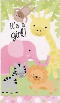 IT'S A GIRL birth announcement SCENE SETTER wall/door decoration baby Animals - Image 1 of 2