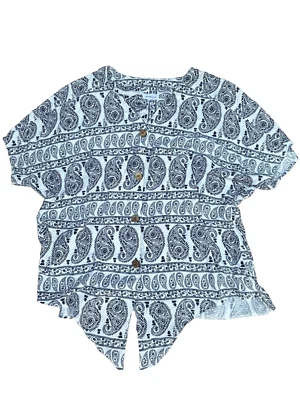 Blusa Camisa Westbound Para Mujer XL Boho Cachemira Madera Botón Viaje Azul Blanco Foto 1 de 4