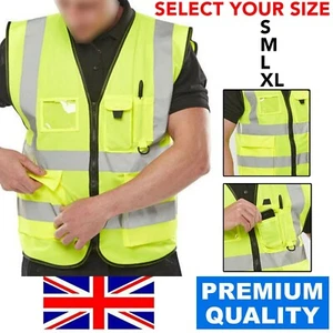 Hi Viz Visibility Safety Vest Jacket Cycling Waistcoat Reflective Mesh Pocket - Picture 1 of 16