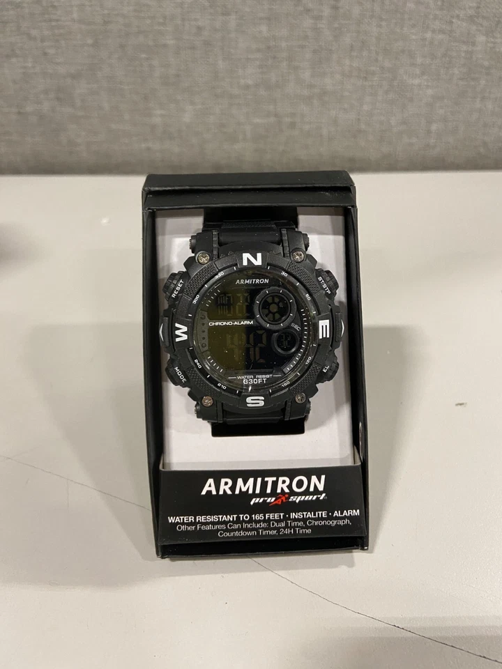 Armitron Sport Men's Digital Chronograph Resin Strap Watch 40/8284 Black
