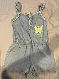 Toddler Girl's Disney Fairies Size 5T One piece lightweight denim short set - Picture 1 of 11