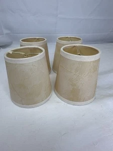 Set of 4 Cream Crinkle Parchment Chandelier Candle Clip-On Lamp Shades 4x4x3 - Picture 1 of 3