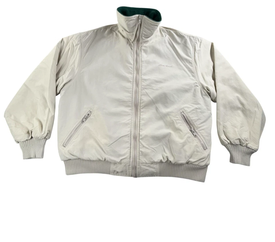 Chaqueta de Colección Eddie Bauer Para Mujer Grande Blanca Windfoil Hecha en EE. UU. Forrada de Vellón Años 90 Foto 1 de 4